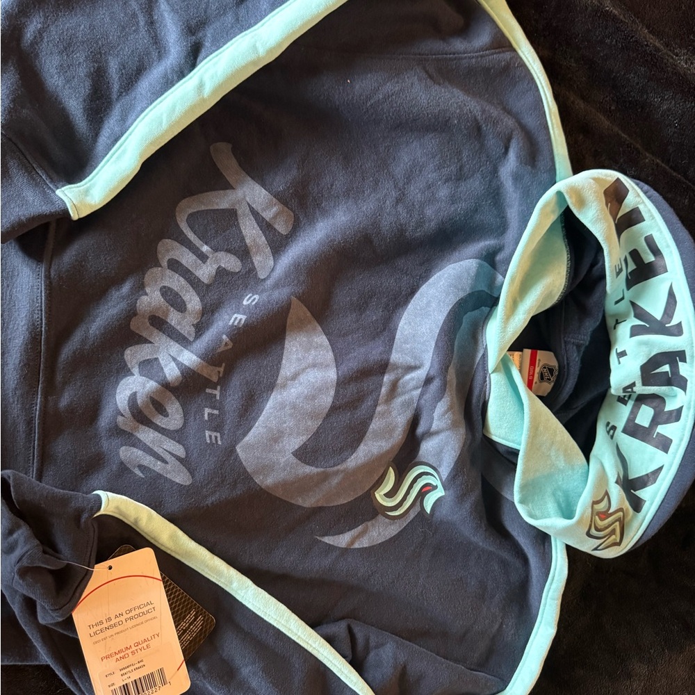 Seattle Kraken NHL Kids Hoodie - Black and Mint